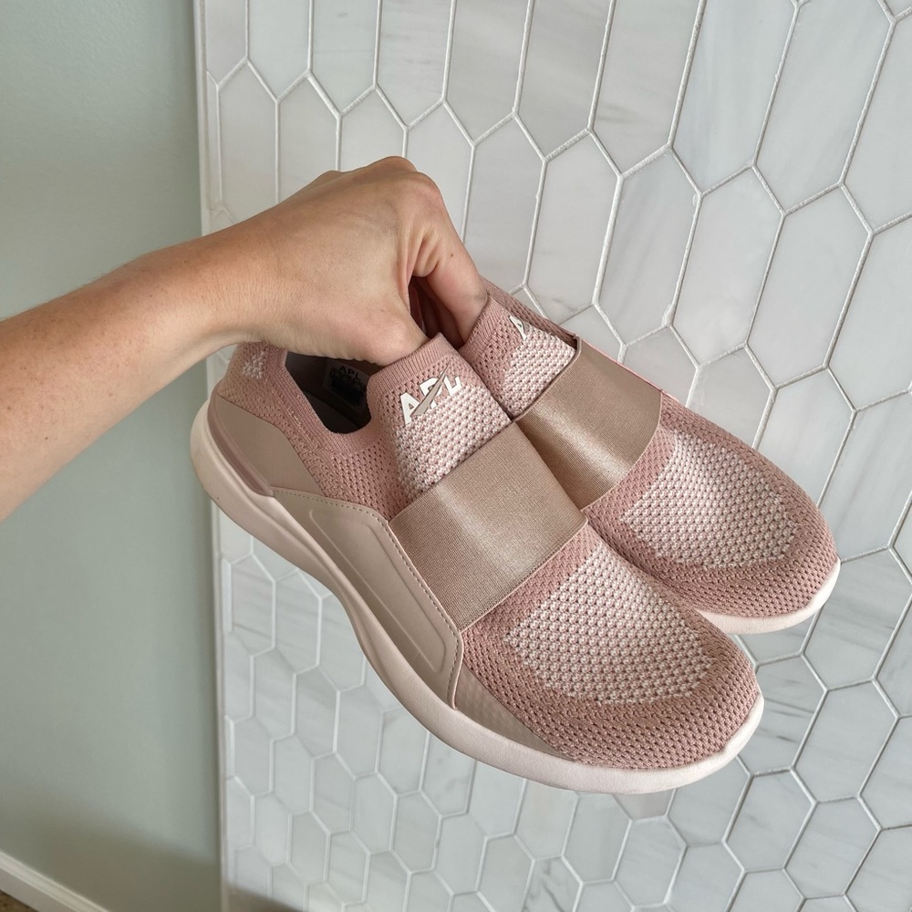 APL | workout shoes | pink shoes | slide ons